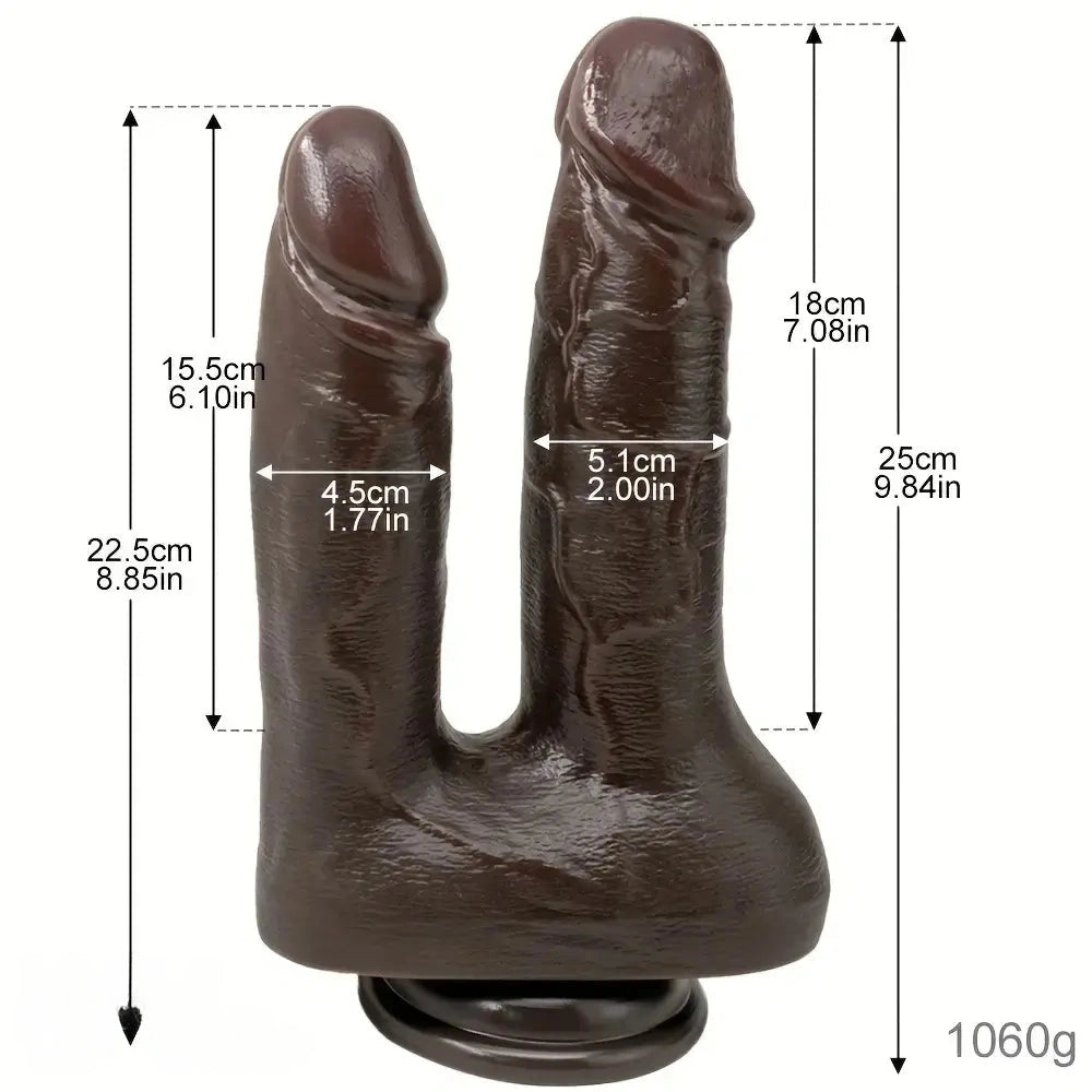 9.84in Realistic Double-Ended Liquid Silicone Flexible Ebony Large Dildo