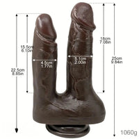 9.84in Realistic Double-Ended Liquid Silicone Flexible Ebony Large Dildo