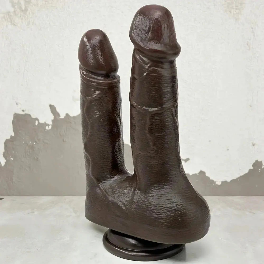 9.84in Realistic Double-Ended Liquid Silicone Flexible Ebony Large Dildo