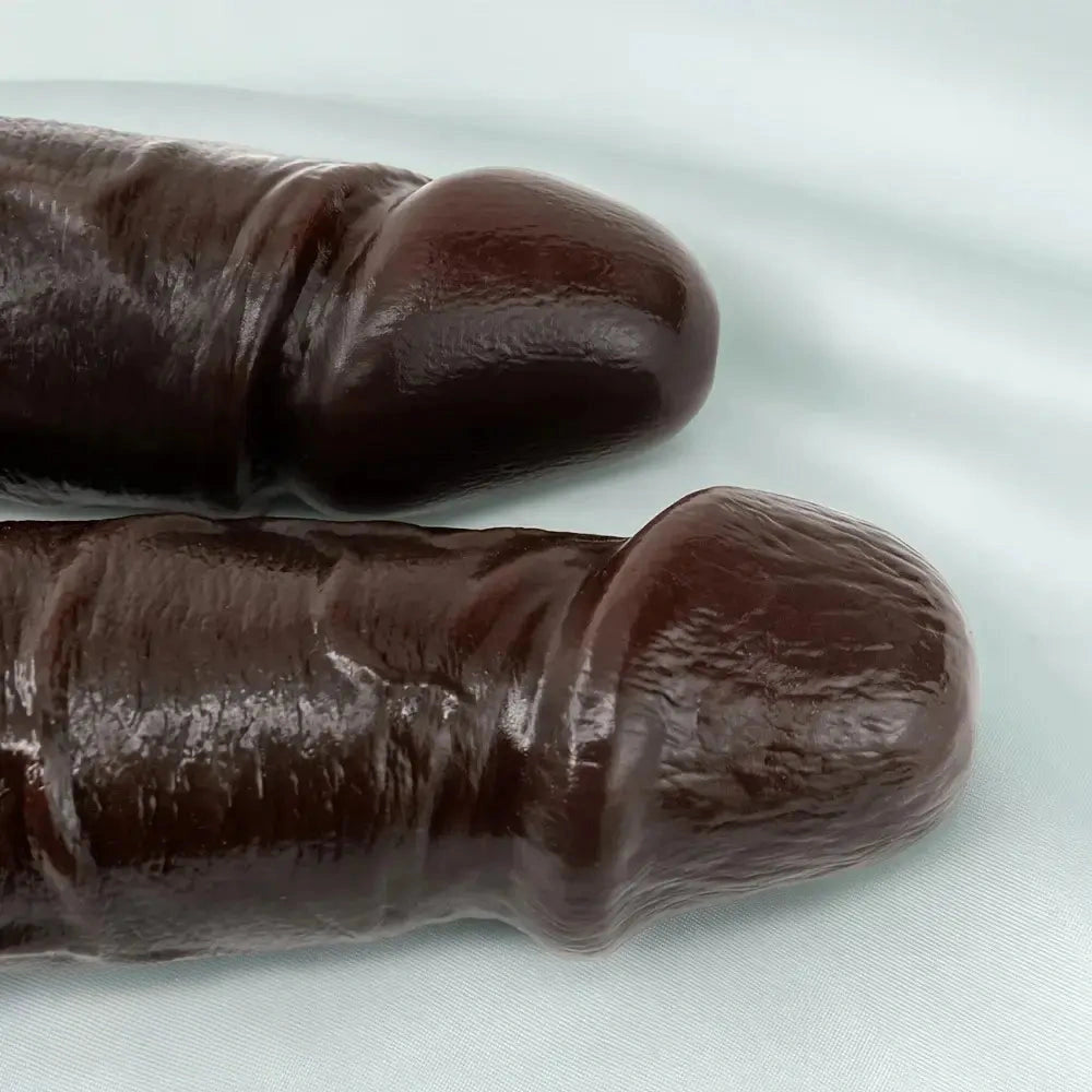 9.84in Realistic Double-Ended Liquid Silicone Flexible Ebony Large Dildo