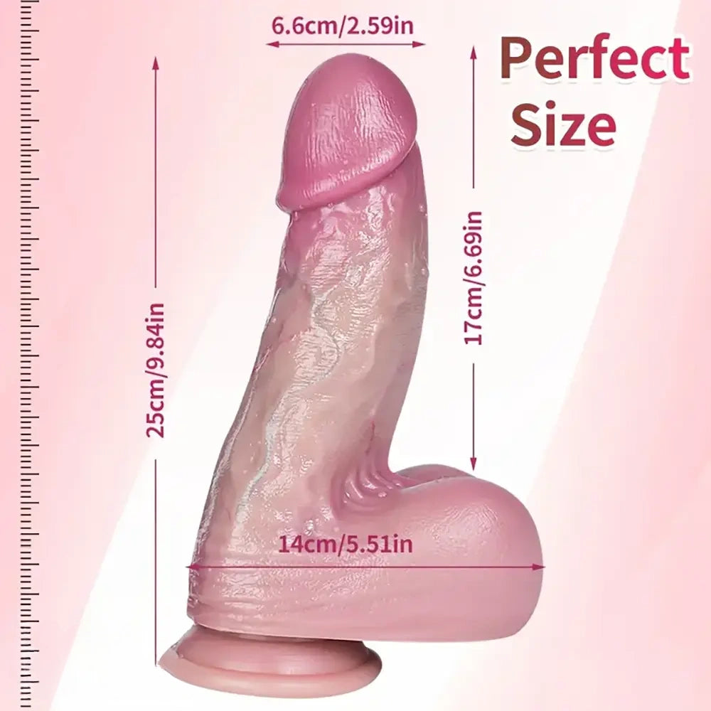 9.84in Realistic Large Soft Liquid Silicone Skin-Touch Texture Dildo