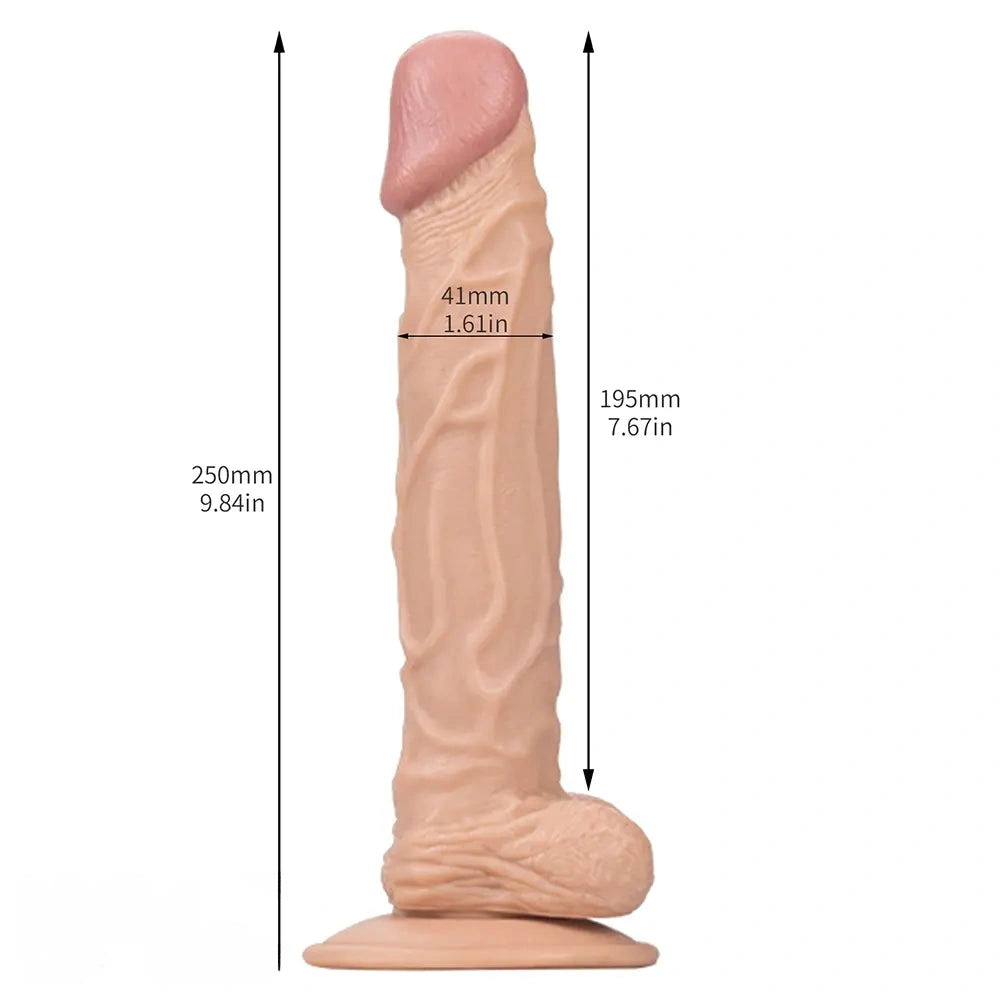 9.84in Realistic Lifelike Vein Glans Small Testicles Large Dildo