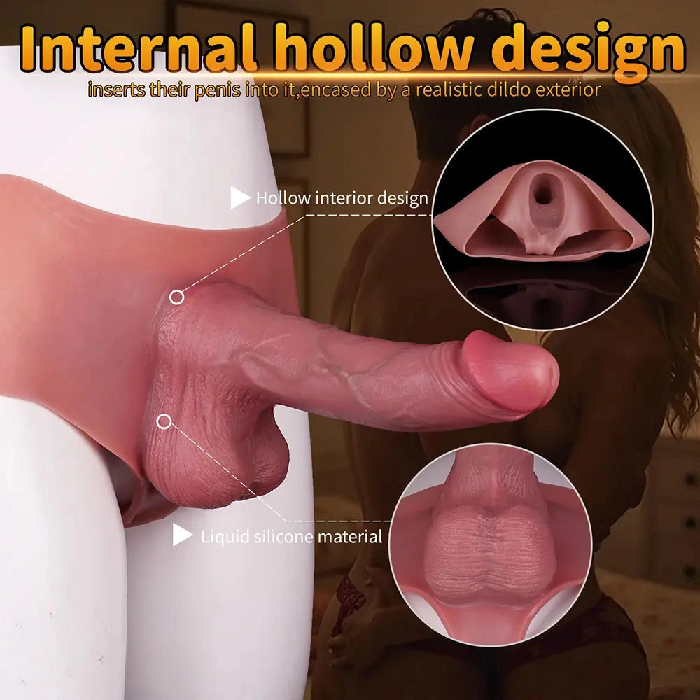 9.84in Silicone Big Strapon Hollow Dildo With Glans Penis For Women
