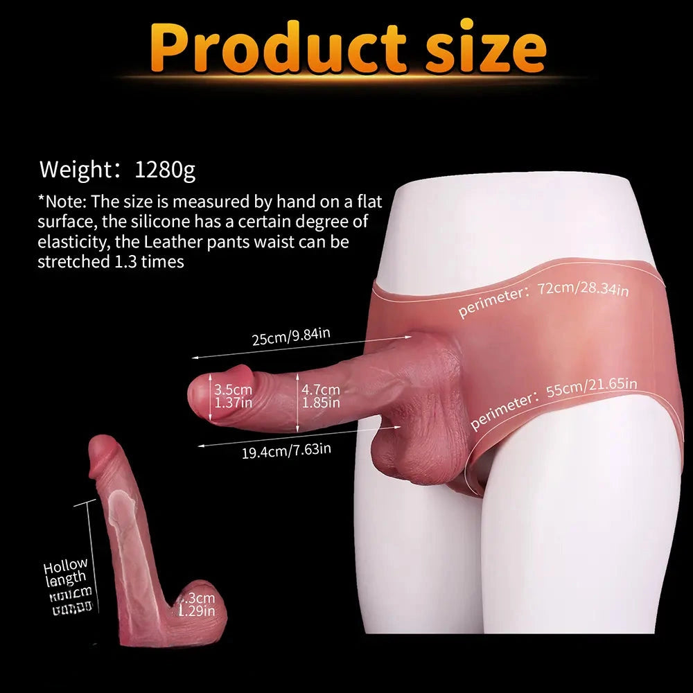 9.84in Silicone Big Strapon Hollow Dildo With Glans Penis For Women