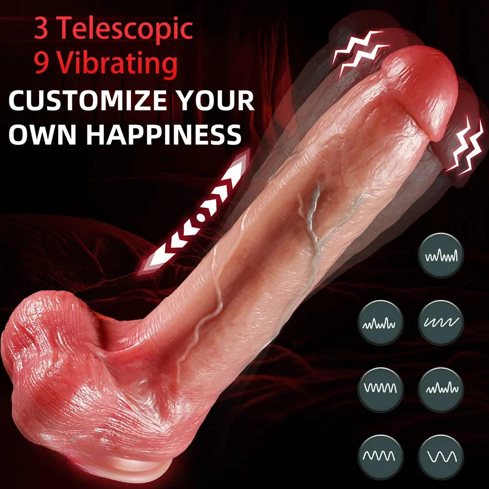 9.84in Silicone Electric Thrusting Vibrating Realistic Soft Dildo Heating Cock