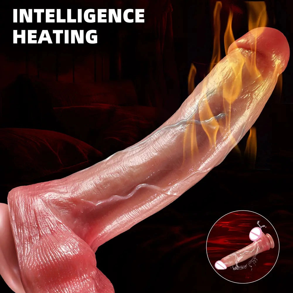 9.84in Silicone Electric Thrusting Vibrating Realistic Soft Dildo Heating Cock