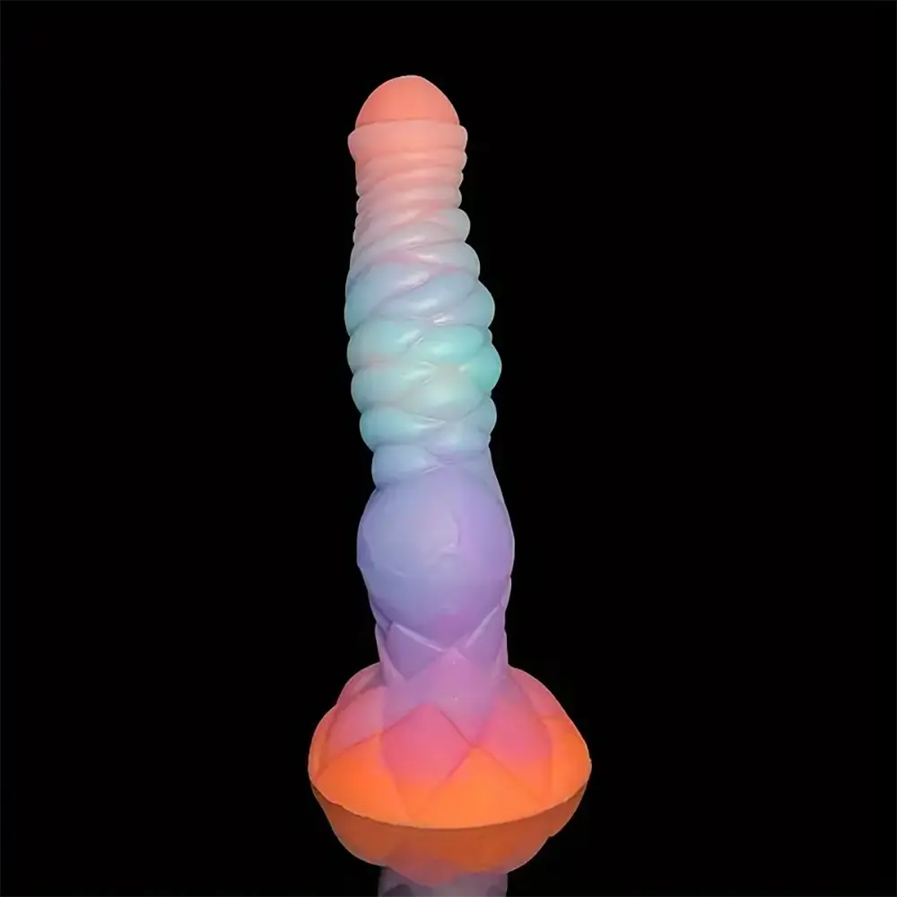 9.84in Silicone Luminous Big Dildo Animal Knot Anal Glow In Dark Penis