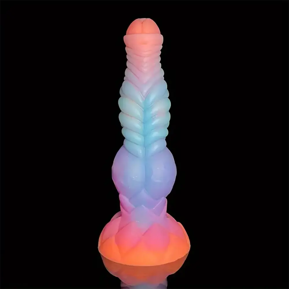 9.84in Silicone Luminous Big Dildo Animal Knot Anal Glow In Dark Penis