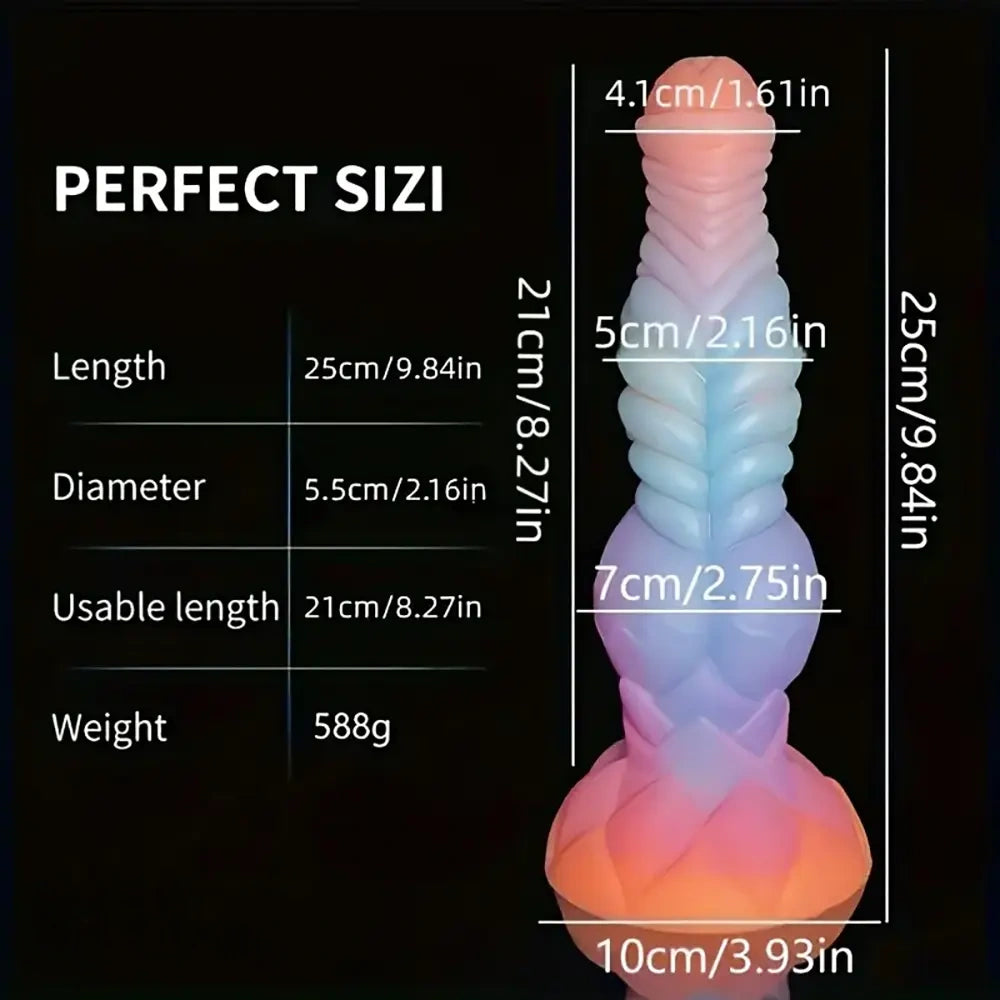 9.84in Silicone Luminous Big Dildo Animal Knot Anal Glow In Dark Penis