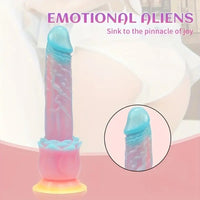 9.84in Silicone Soft Luminous Fantasy Big Dildo With Rose Flower Base