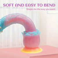 9.84in Silicone Soft Luminous Fantasy Big Dildo With Rose Flower Base