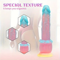 9.84in Silicone Soft Luminous Fantasy Big Dildo With Rose Flower Base
