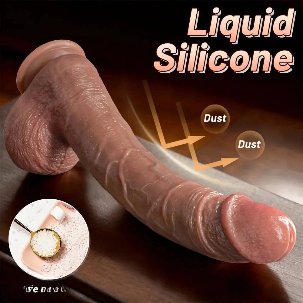 9.84in Soft Liquid Silicone Strap on Curved Women Dildo Wearable Sex Toy