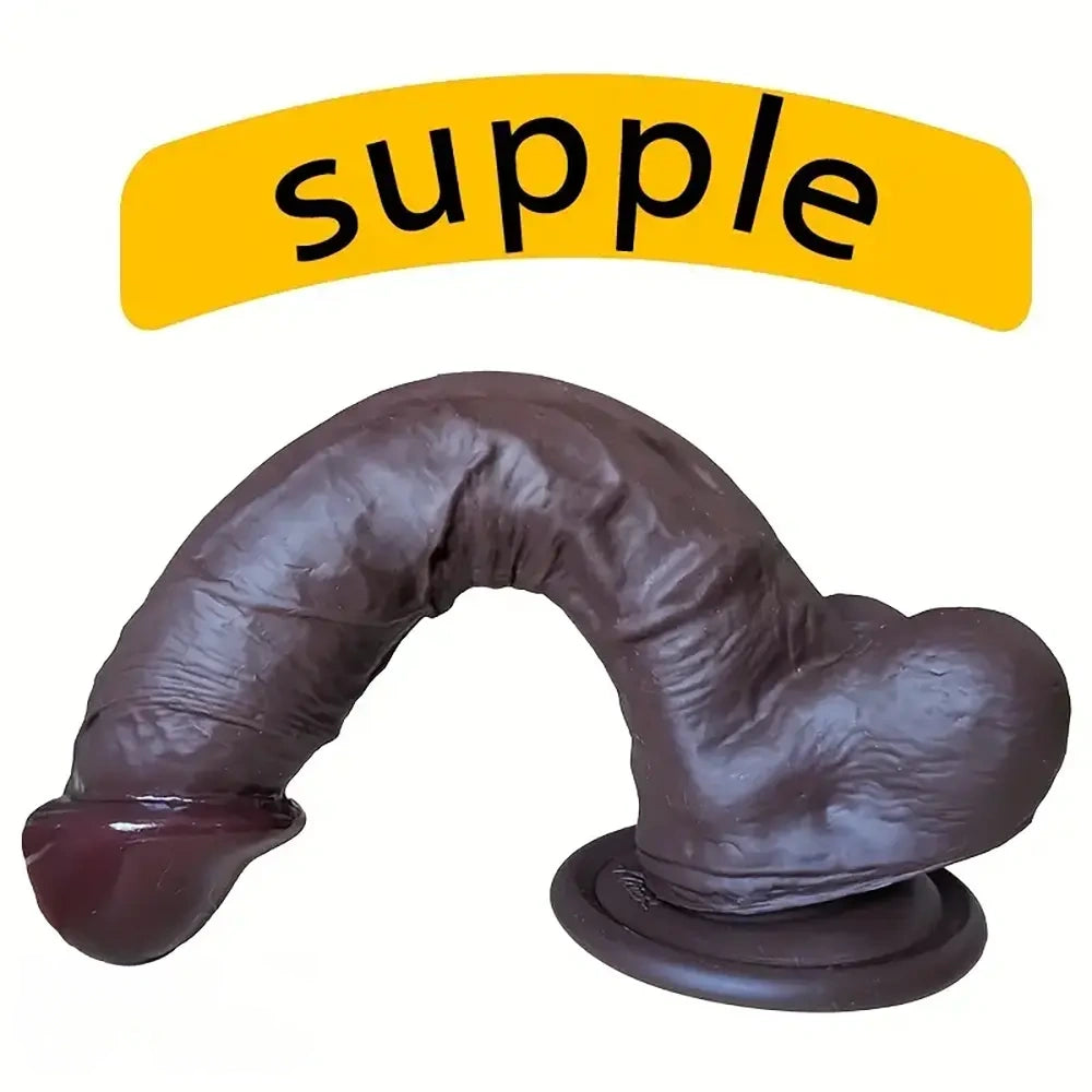 9.84in Soft Silicone Lifelike Big Ebony Dildo For Prostate Anal Training