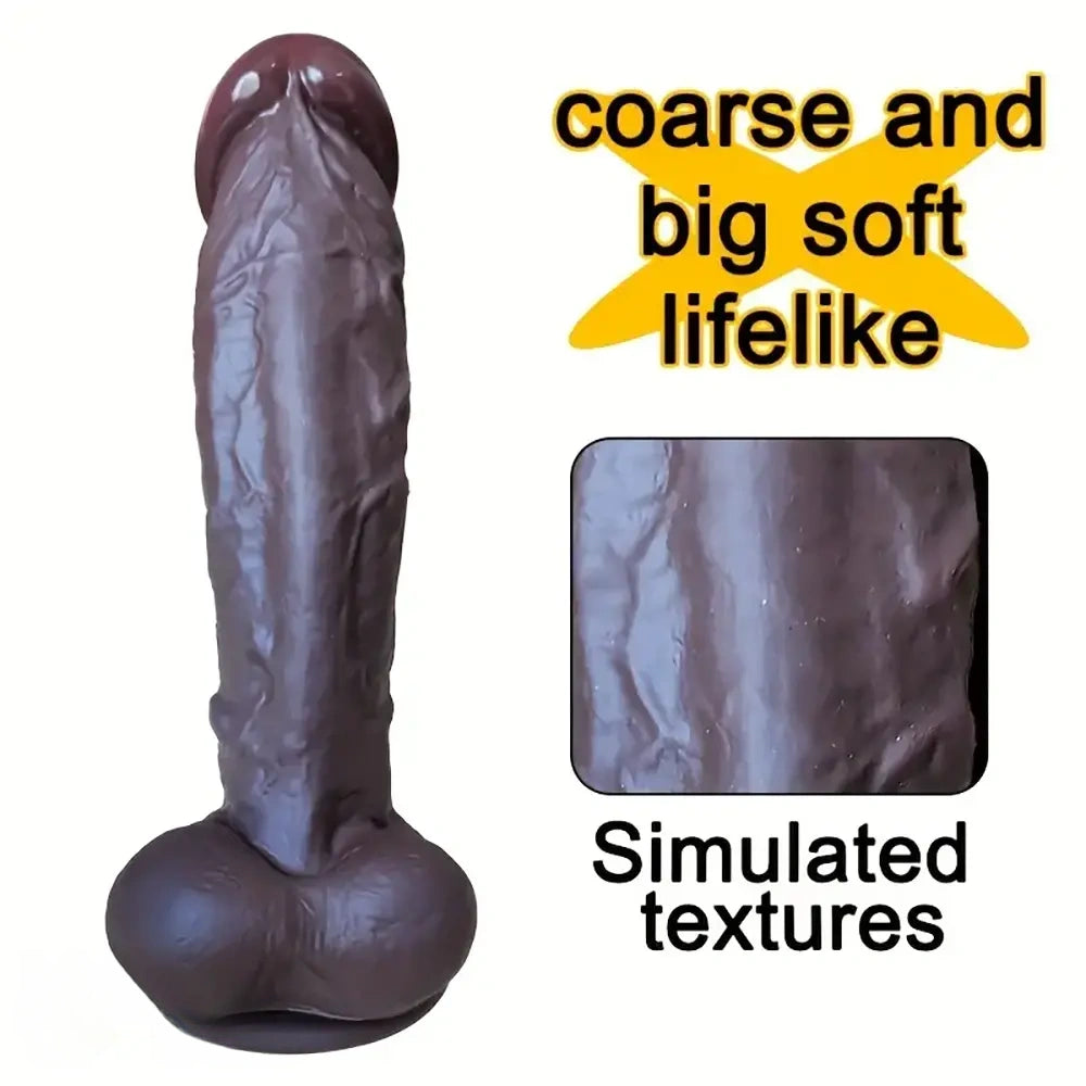 9.84in Soft Silicone Lifelike Big Ebony Dildo For Prostate Anal Training