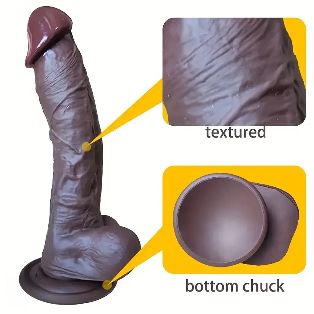 9.84in Soft Silicone Lifelike Big Ebony Dildo For Prostate Anal Training