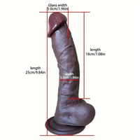 9.84in Soft Silicone Lifelike Big Ebony Dildo For Prostate Anal Training