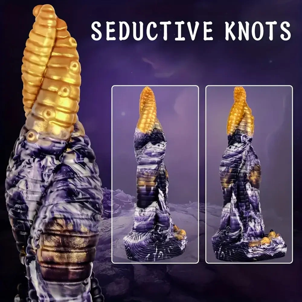9.84in Striped Silicone Penis Realistic Spiral Fantasy Tentacle Dildo