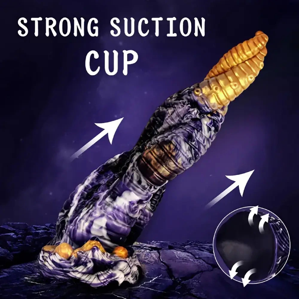 9.84in Striped Silicone Penis Realistic Spiral Fantasy Tentacle Dildo
