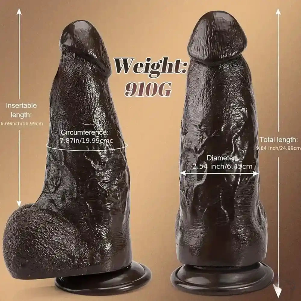 9.84in Superb Skin Sensation Real Thick Ebony Dildo For Female Pleasure