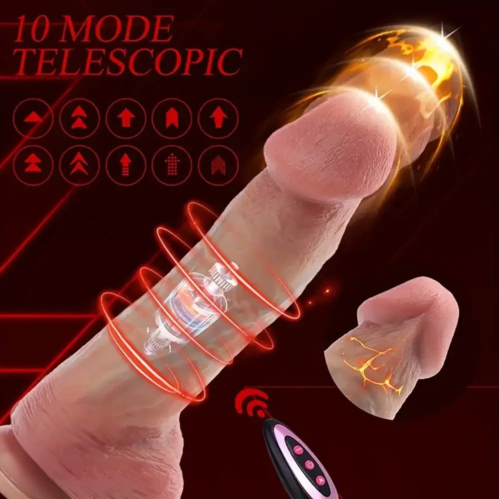 9.84in Vibrating Heating Thrusting Remote Control Lifelike Big Dildo