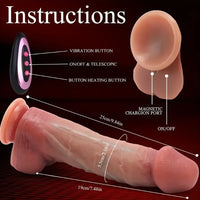 9.84in Vibrating Heating Thrusting Remote Control Lifelike Big Dildo