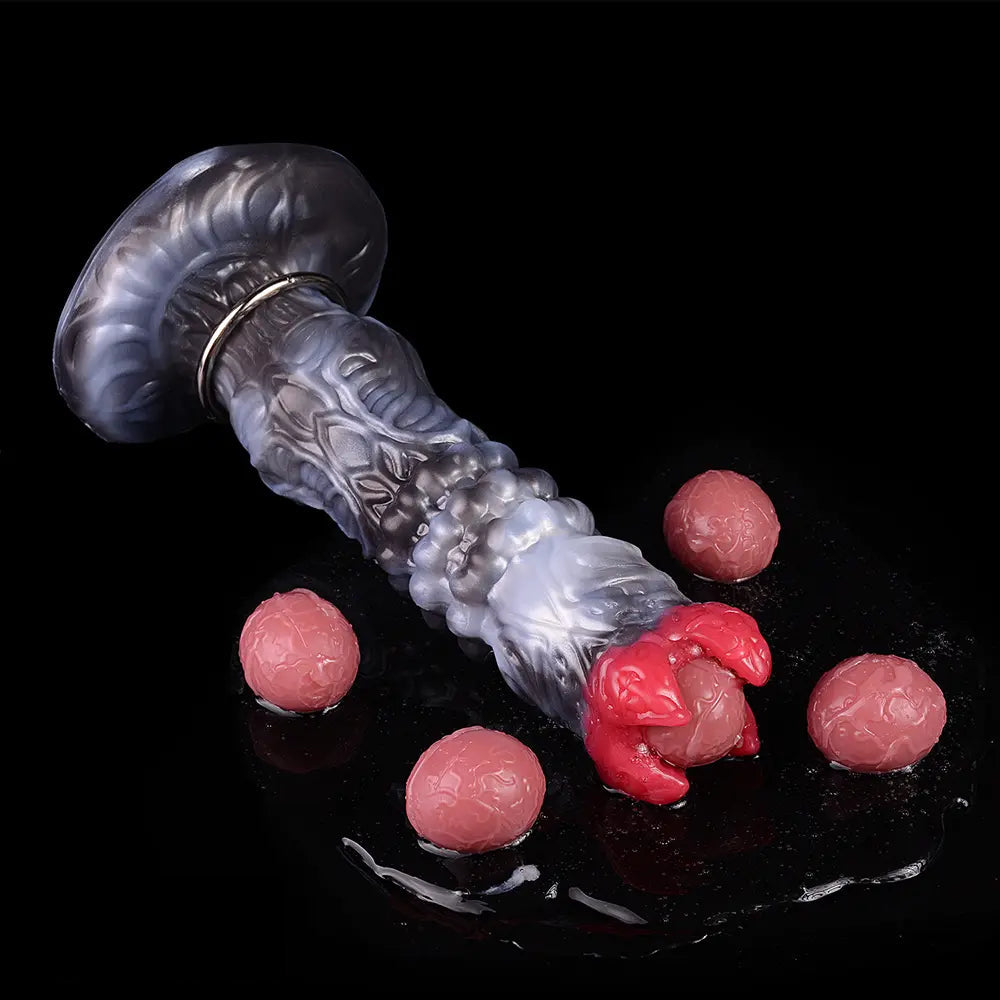 9.88in Ovipositor Egg Laying Inflatable Big Dildo Silicone Penis Simulator