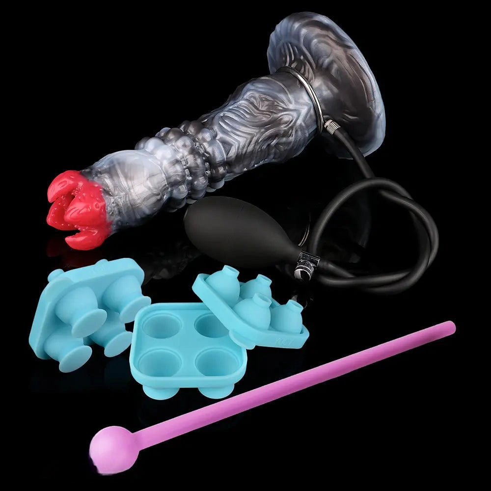 9.88in Ovipositor Egg Laying Inflatable Big Dildo Silicone Penis Simulator