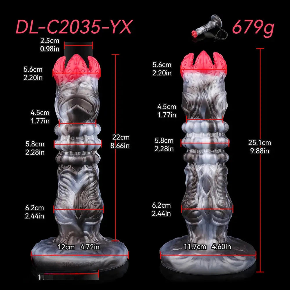 9.88in Ovipositor Egg Laying Inflatable Big Dildo Silicone Penis Simulator