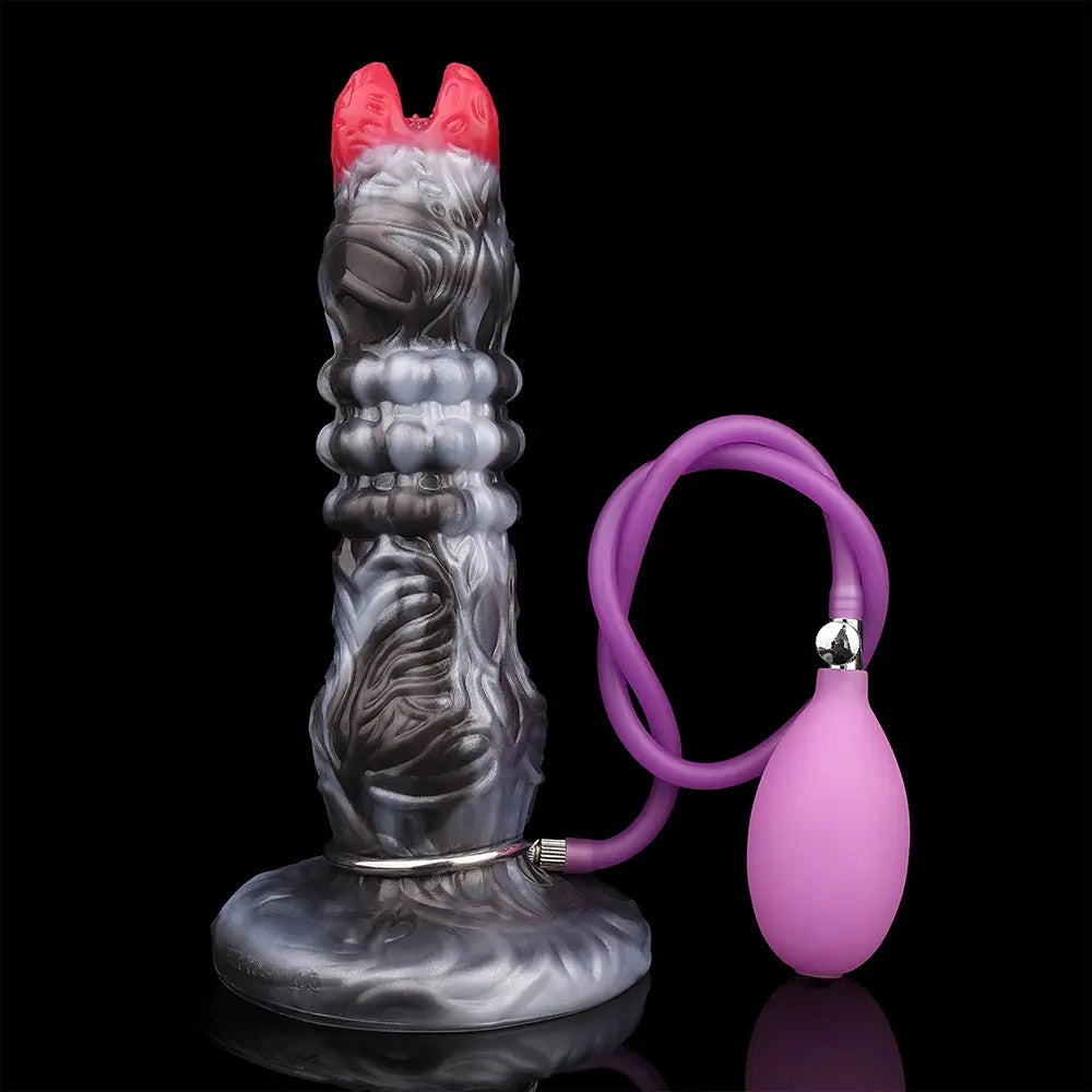 9.88in Ovipositor Egg Laying Inflatable Big Dildo Silicone Penis Simulator