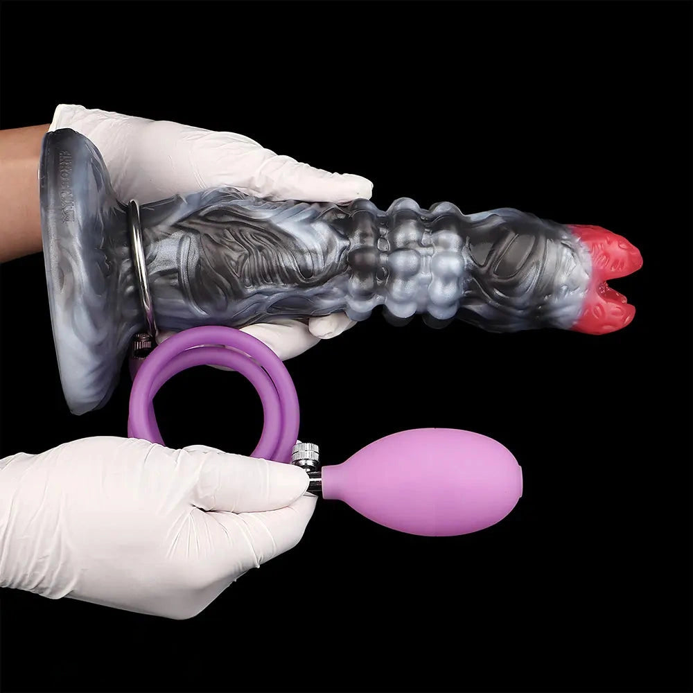9.88in Ovipositor Egg Laying Inflatable Big Dildo Silicone Penis Simulator