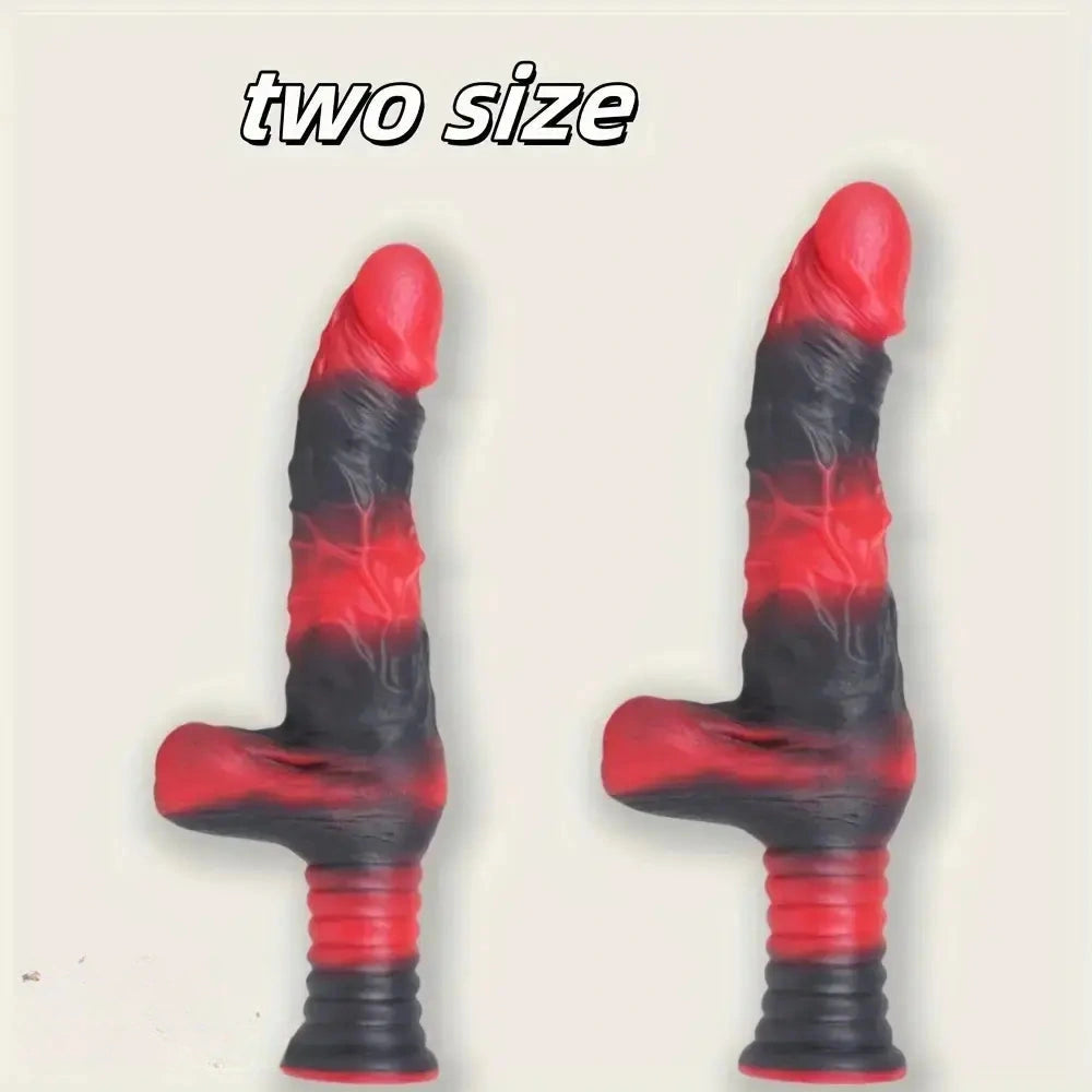 9.8in 10.4in Red Black Silicone Large Realistic Sword Dildo With Handle