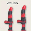 9.8in 10.4in Red Black Silicone Large Realistic Sword Dildo With Handle