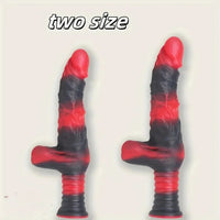 9.8in 10.4in Red Black Silicone Large Realistic Sword Dildo With Handle