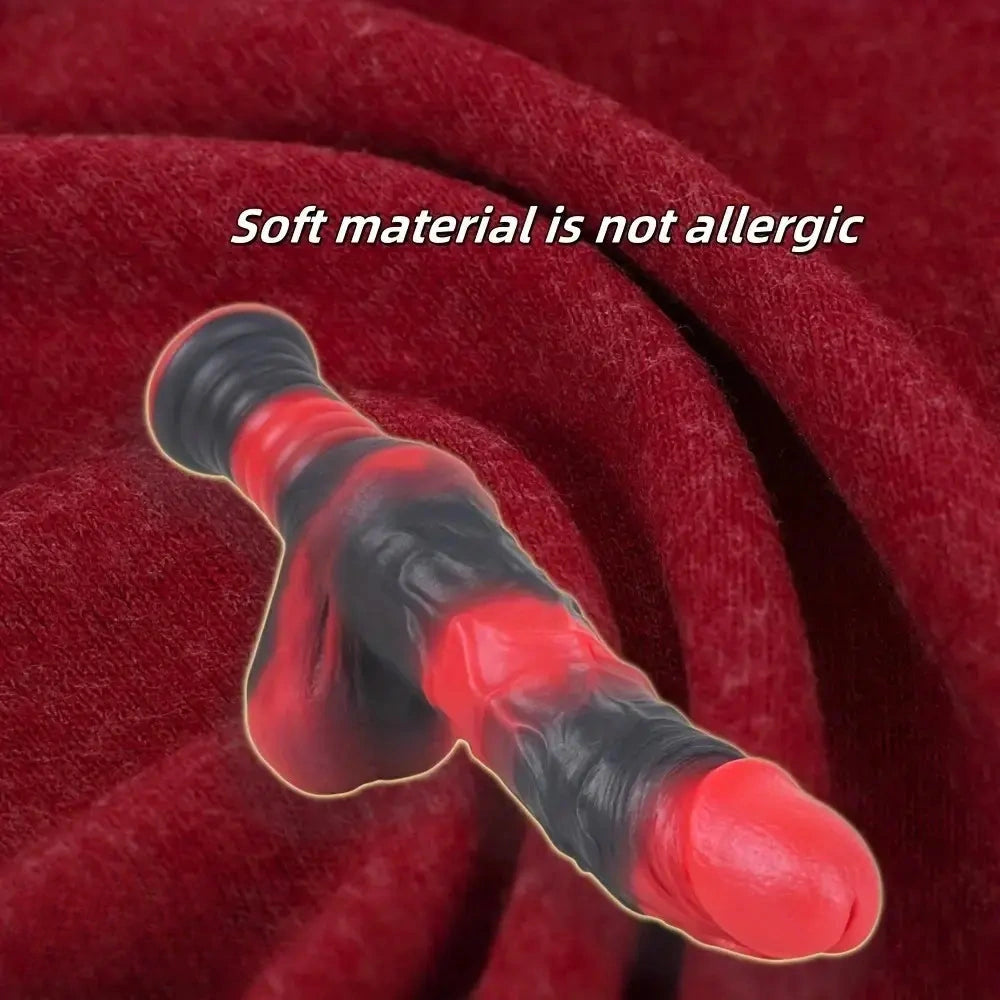 9.8in 10.4in Red Black Silicone Large Realistic Sword Dildo With Handle