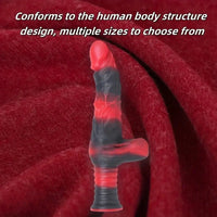 9.8in 10.4in Red Black Silicone Large Realistic Sword Dildo With Handle
