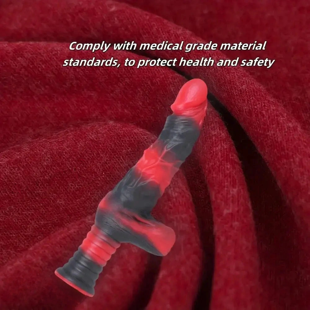 9.8in 10.4in Red Black Silicone Large Realistic Sword Dildo With Handle