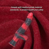 9.8in 10.4in Red Black Silicone Large Realistic Sword Dildo With Handle