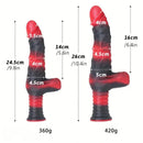 9.8in 10.4in Red Black Silicone Large Realistic Sword Dildo With Handle
