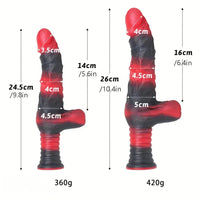 9.8in 10.4in Red Black Silicone Large Realistic Sword Dildo With Handle