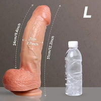 9.8in 12.2in Soft Silicone Realistic Uncut Dildo Female Masturbation Rod