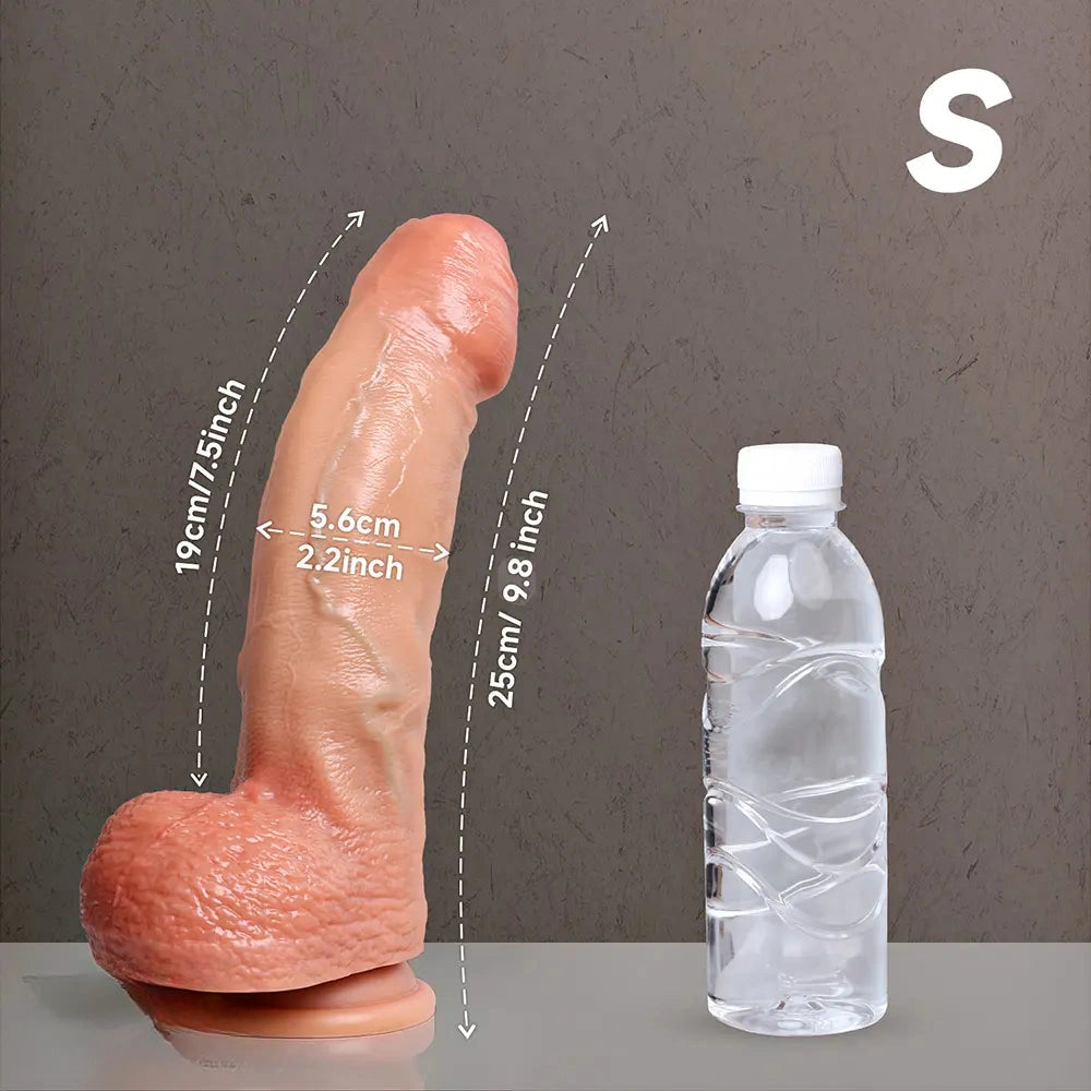 9.8in 12.2in Soft Silicone Realistic Uncut Dildo Female Masturbation Rod