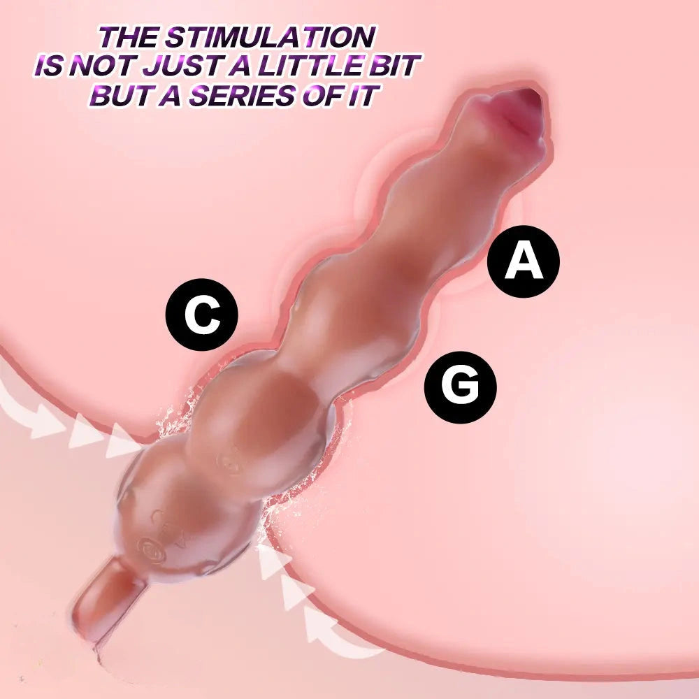 9.8in Big Vibrating Silicone Soft Pulling Beads G Spot Dildo With 3 Motors