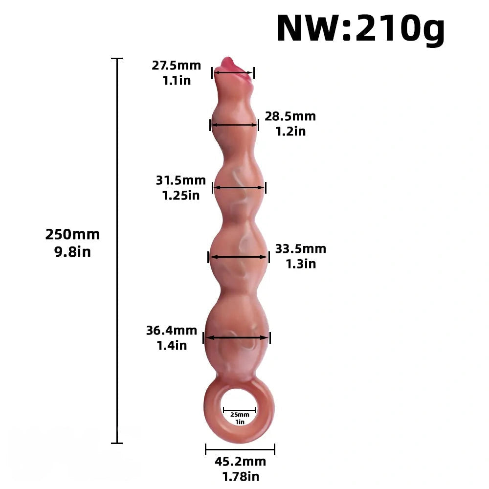 9.8in Big Vibrating Silicone Soft Pulling Beads G Spot Dildo With 3 Motors