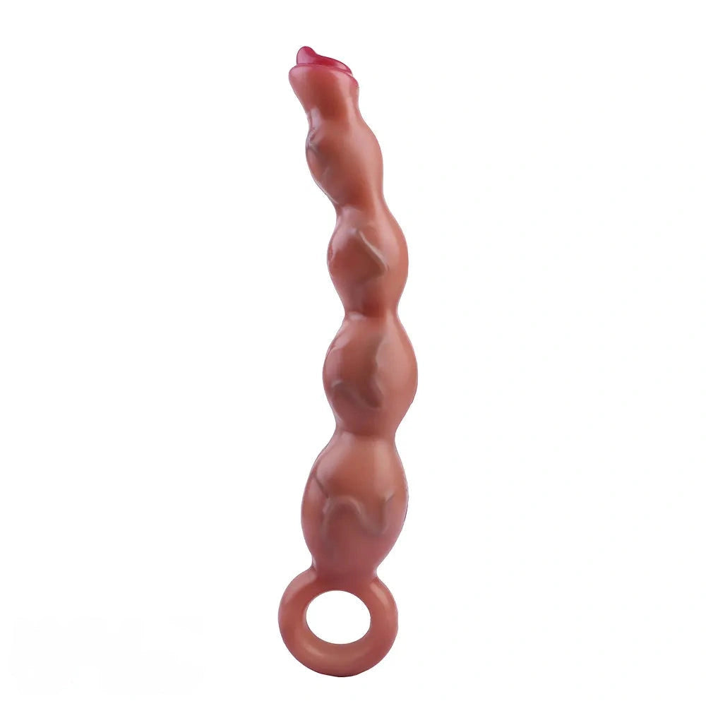 9.8in Big Vibrating Silicone Soft Pulling Beads G Spot Dildo With 3 Motors