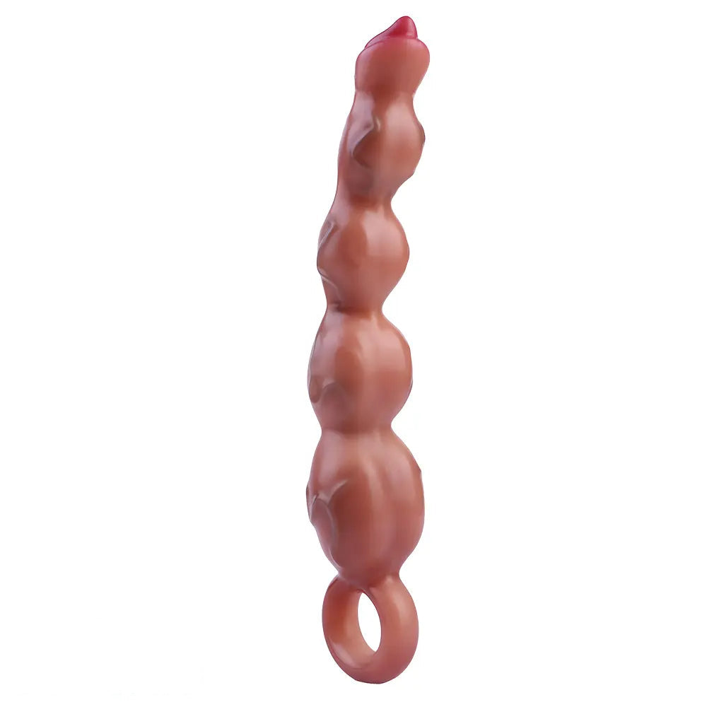 9.8in Big Vibrating Silicone Soft Pulling Beads G Spot Dildo With 3 Motors