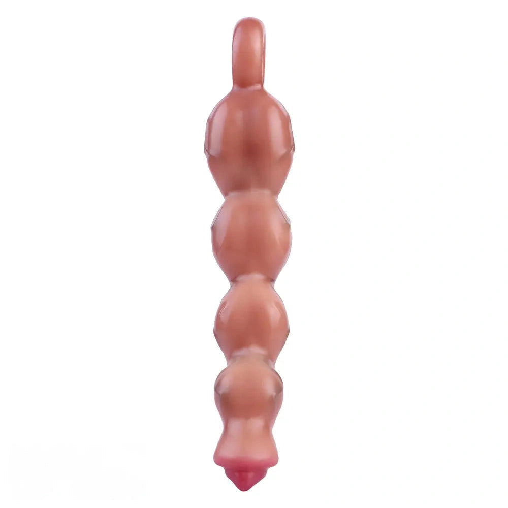 9.8in Big Vibrating Silicone Soft Pulling Beads G Spot Dildo With 3 Motors
