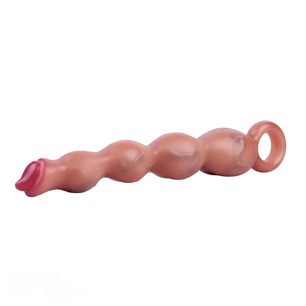 9.8in Big Vibrating Silicone Soft Pulling Beads G Spot Dildo With 3 Motors