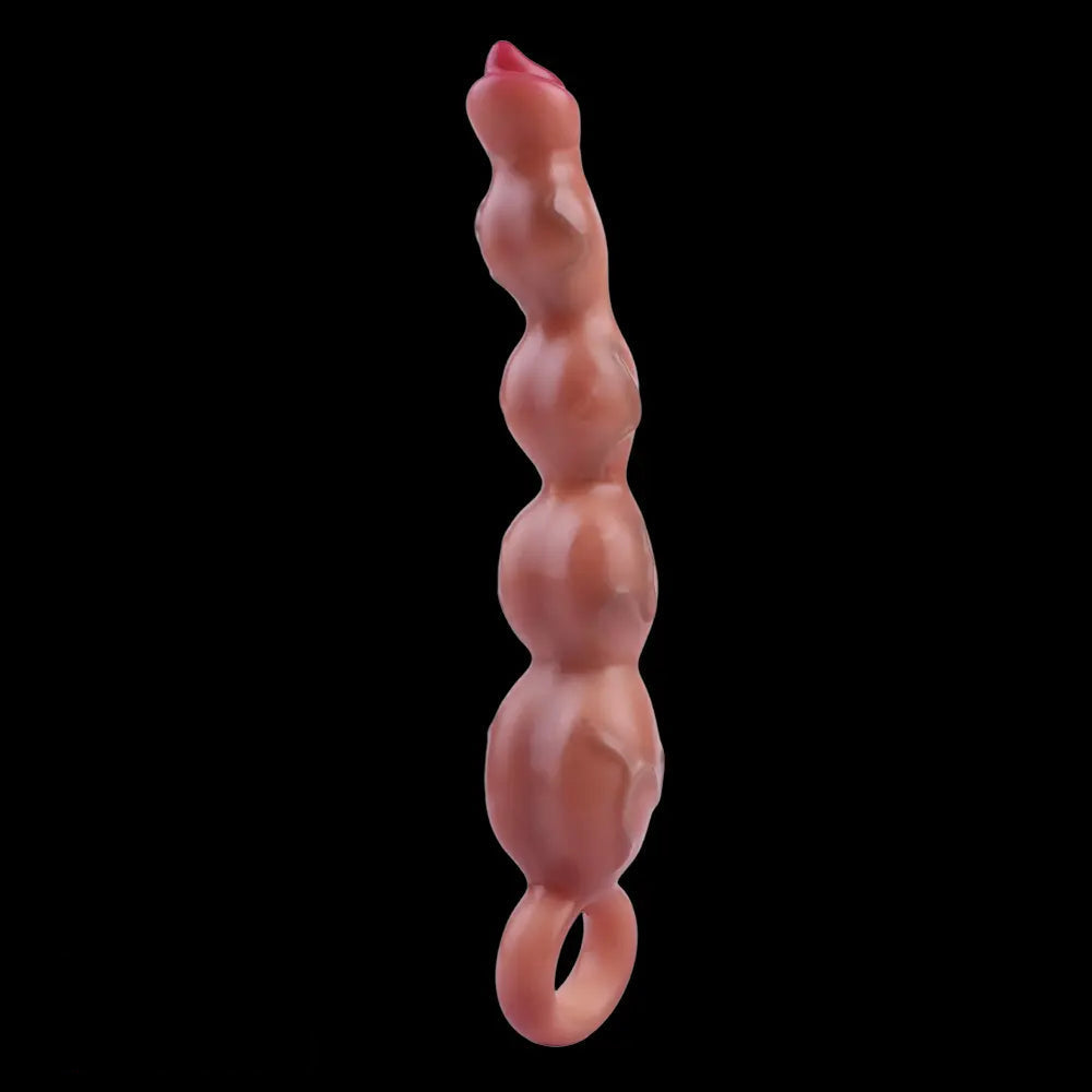 9.8in Big Vibrating Silicone Soft Pulling Beads G Spot Dildo With 3 Motors