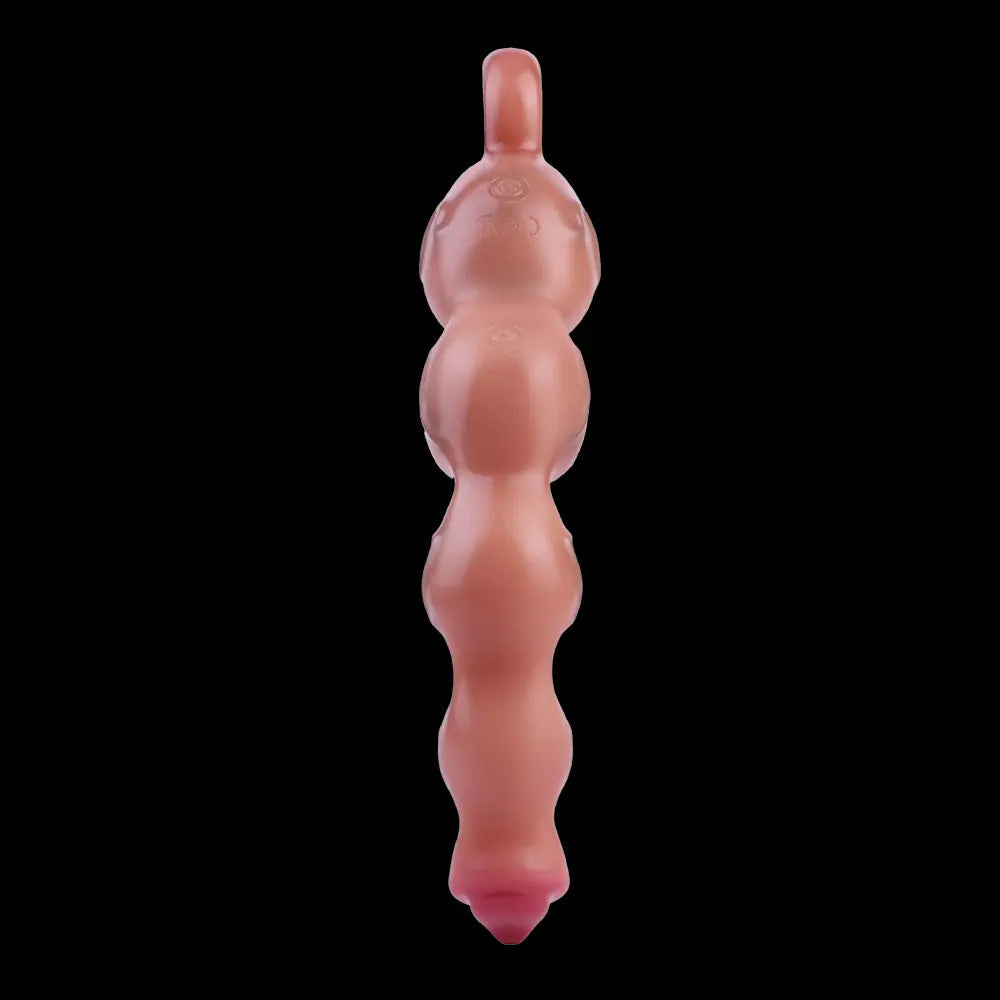 9.8in Big Vibrating Silicone Soft Pulling Beads G Spot Dildo With 3 Motors